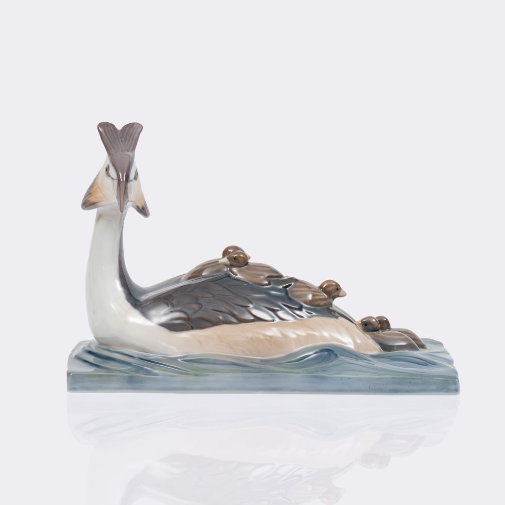 Karl Otto Johansen - A Great Crested Grebe with Chicks