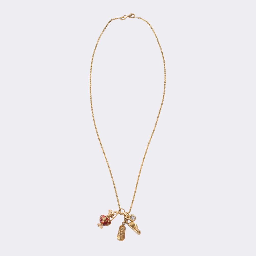 Gold Necklace with three Pendants - image 2