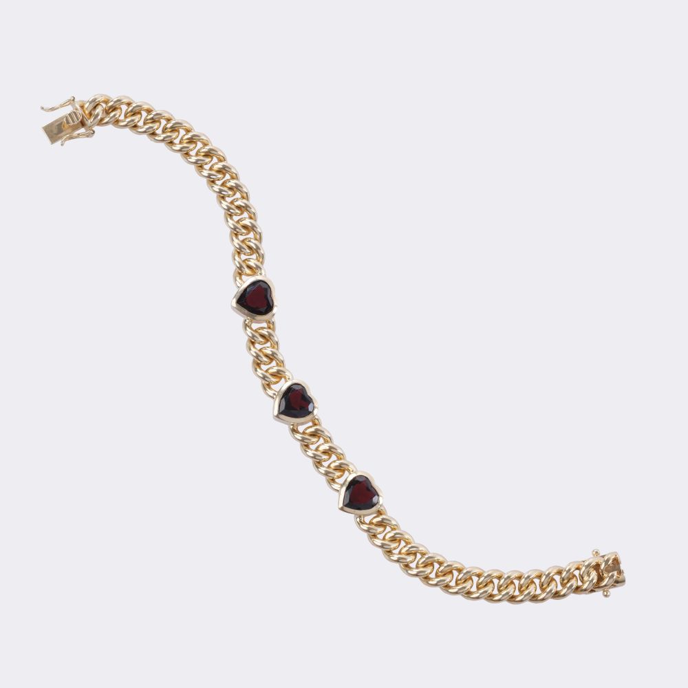 Gold curb bracelet with garnet trim 'Heart' - image 3