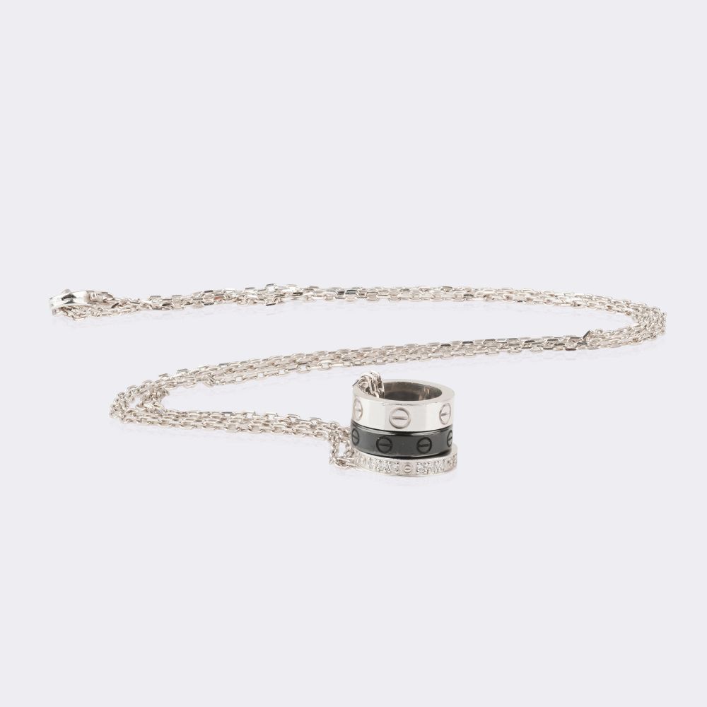 Three 'Love Diamond Pave' Pendant on Chain - image 3