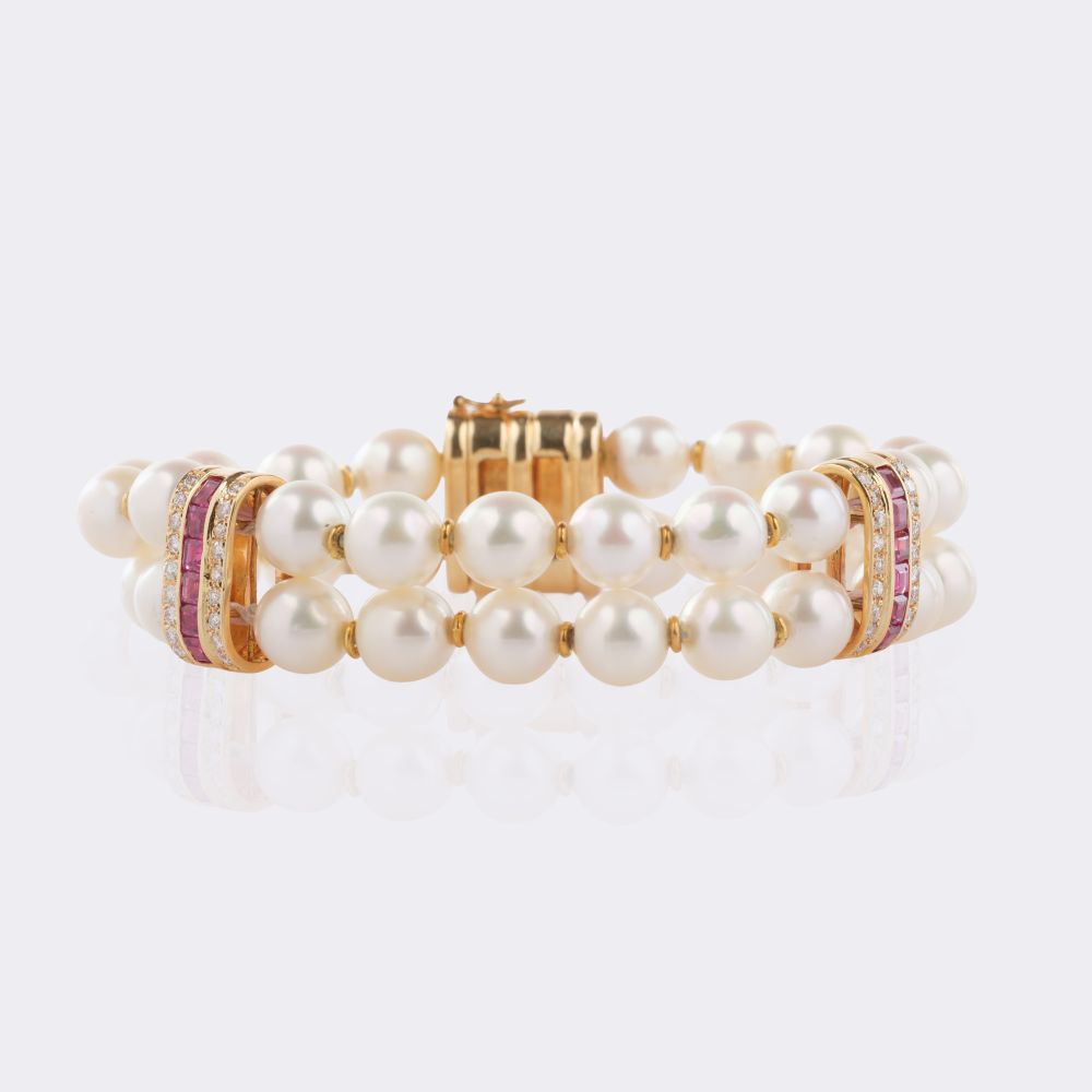 Rubin Diamond Pearl Bracelet