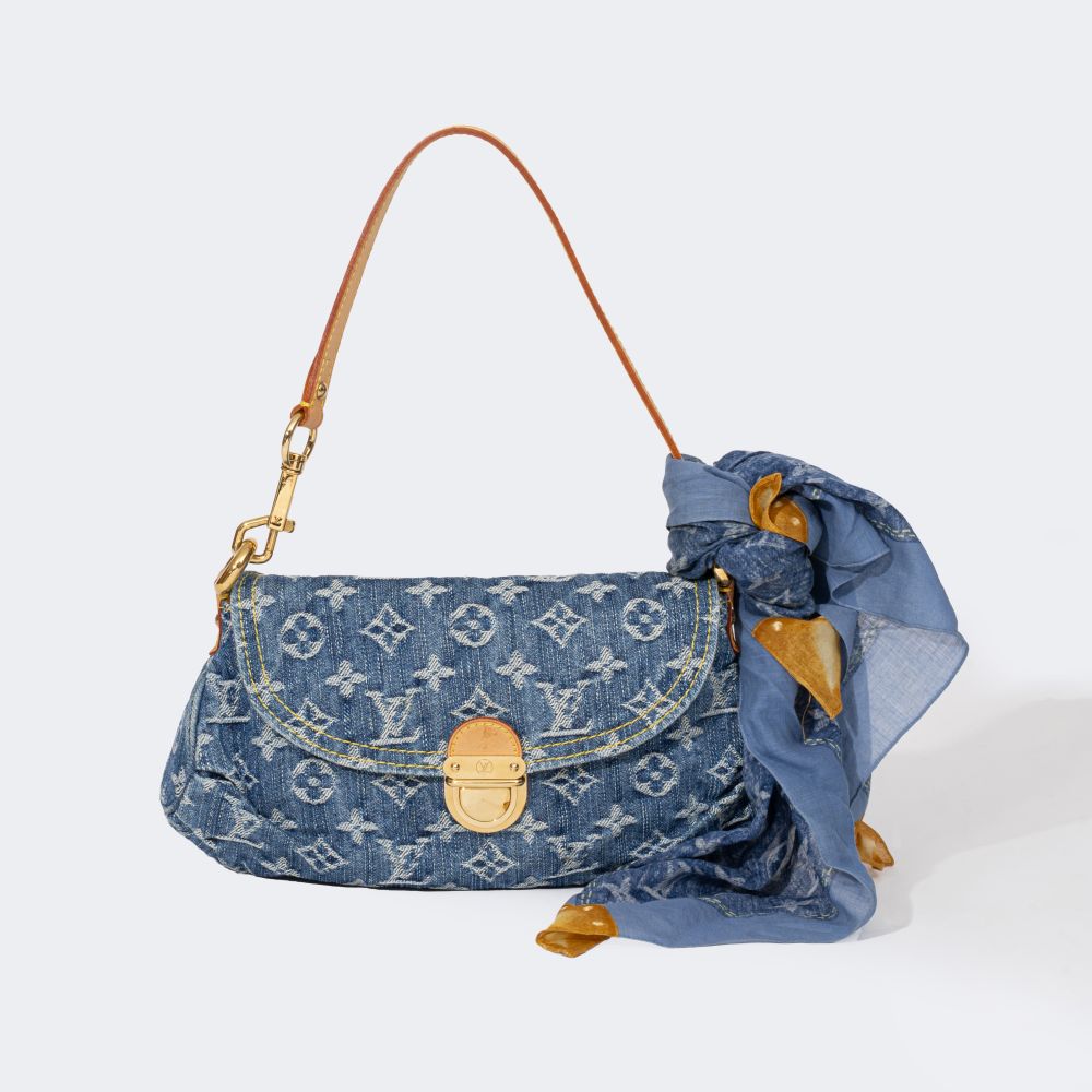  Louis Vuitton - Mini Pleaty Bag 'Monogram Denim' With Matching Twilly
