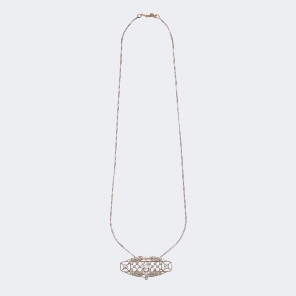 Art Nouveau Diamond Pendant - image 2