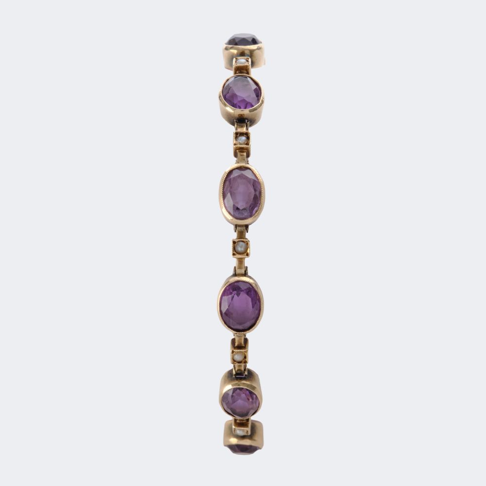 Art Nouveau Amethyst bracelet with Seed Pearls - image 2