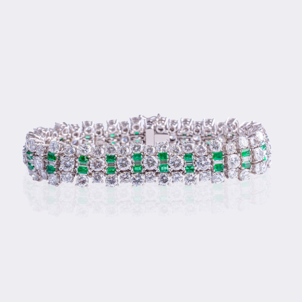 High-Carat Diamond Emerald Bracelet