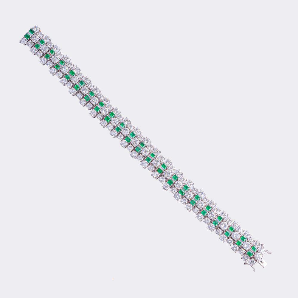 High-Carat Diamond Emerald Bracelet - image 2
