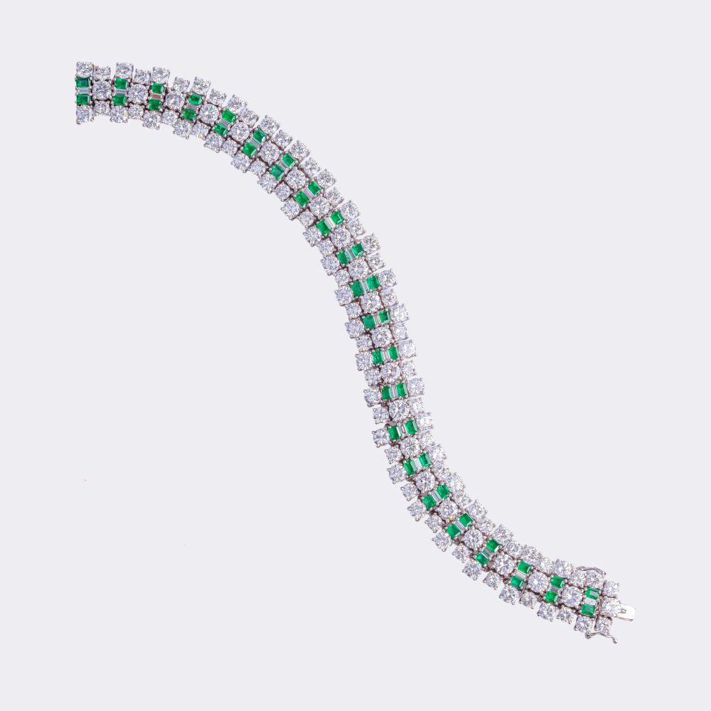 High-Carat Diamond Emerald Bracelet - image 3