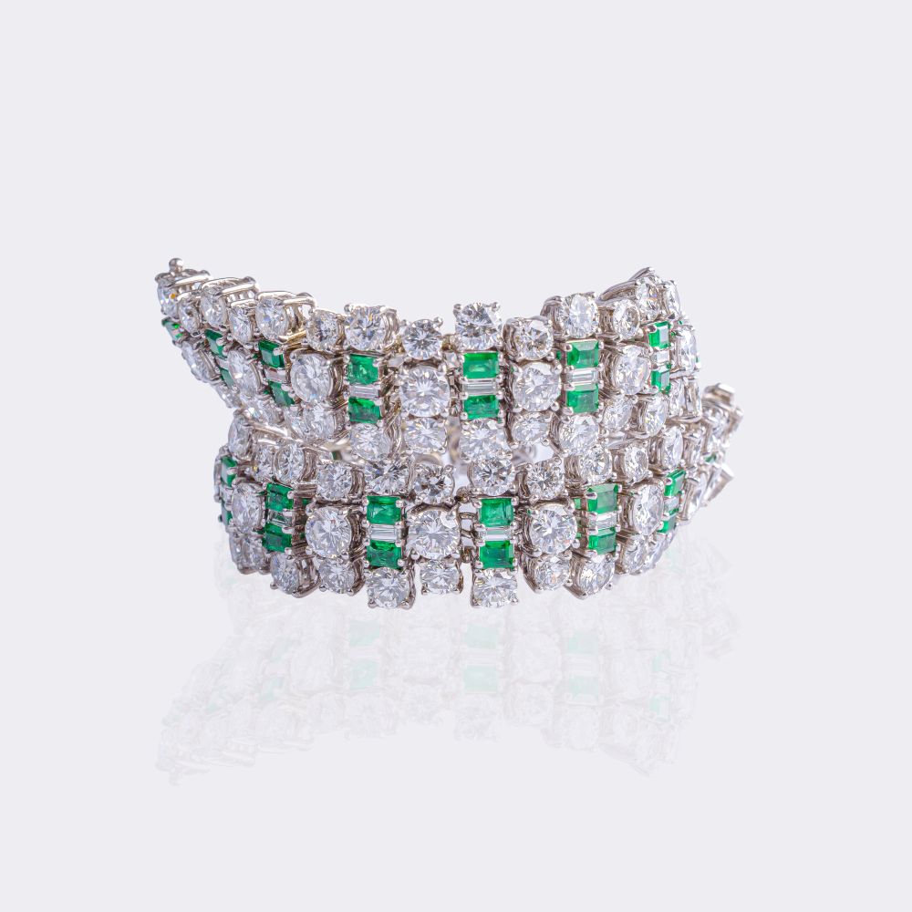 High-Carat Diamond Emerald Bracelet - image 4