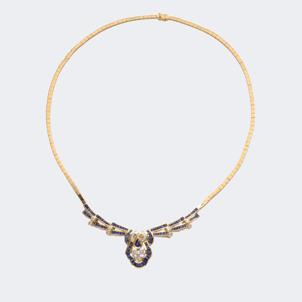Sapphire Diamond Necklace - image 2