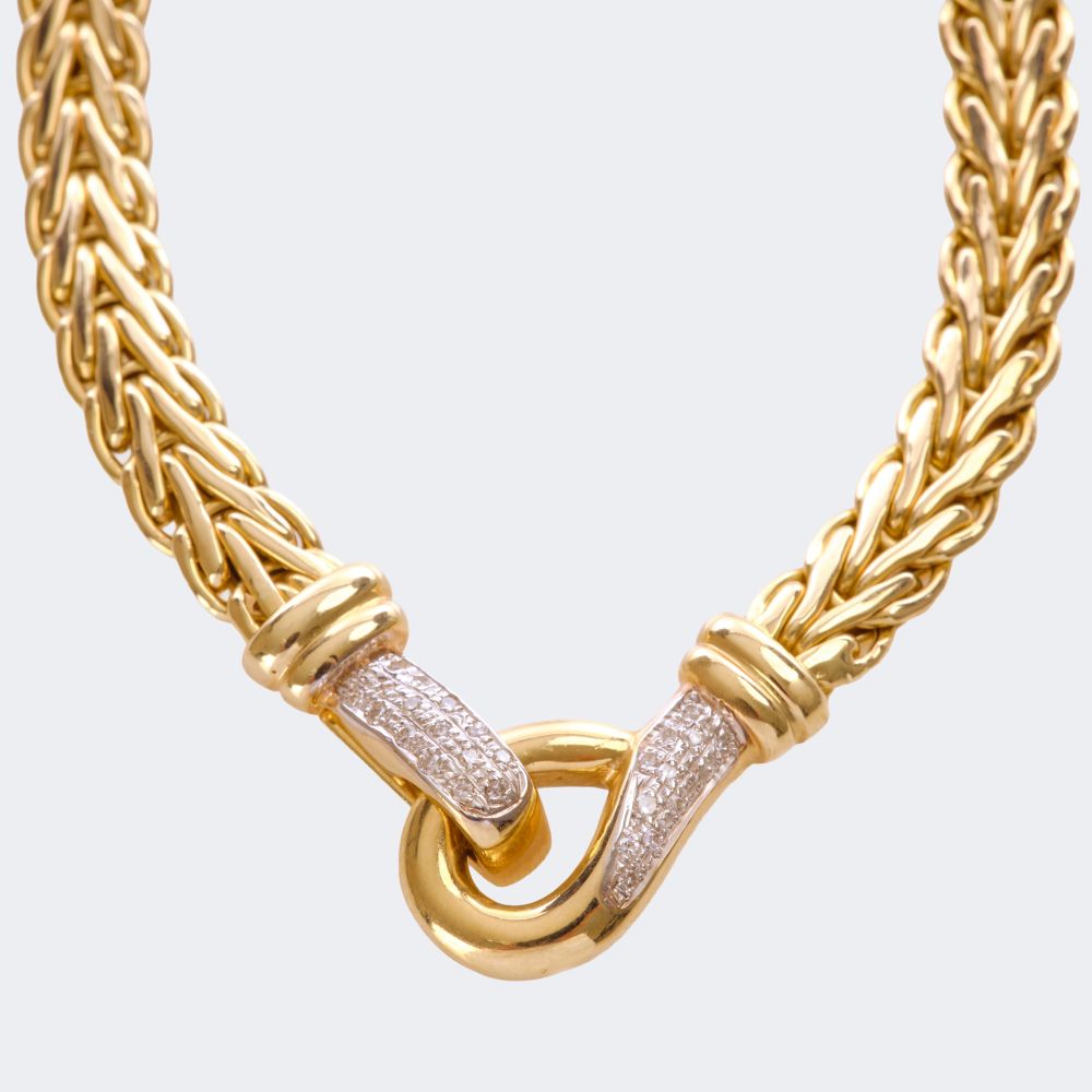 Gold Necklace with Diamond Clasp