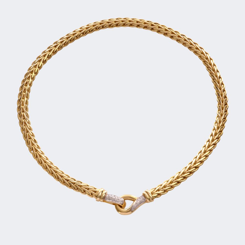 Gold Necklace with Diamond Clasp - image 2