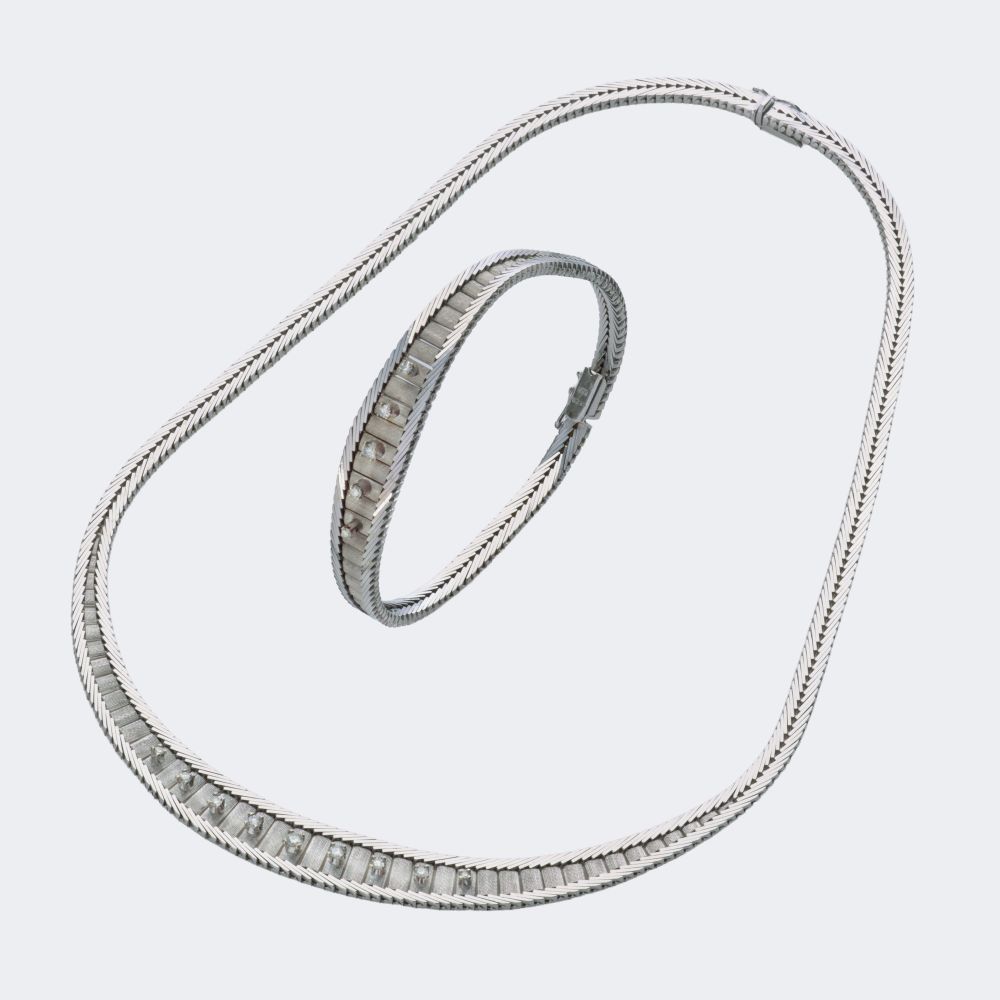 Diamond Jewellery Set: Necklace and Bracelet - image 2