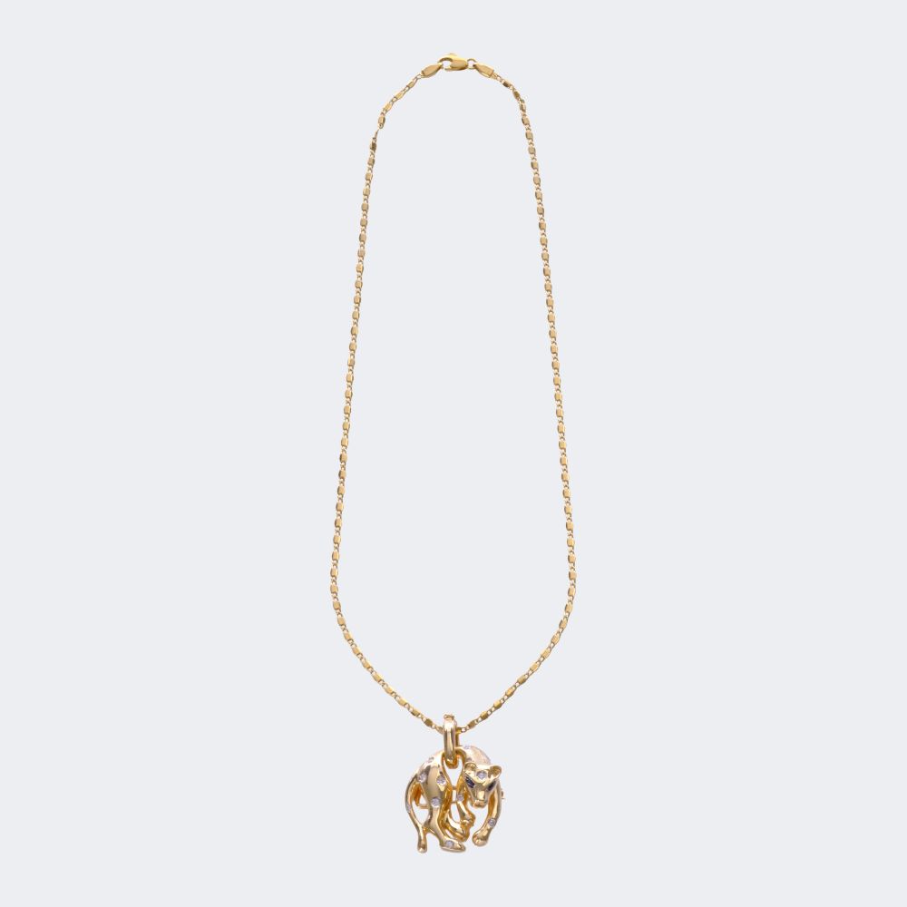 Diamond Sapphire Pendant 'Panther' with on chain - image 2