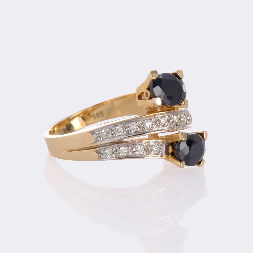 Sapphire Diamond Cross Over Ring - image 2
