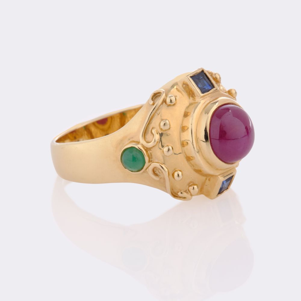 Ruby Emerald Sapphire Ring - image 2