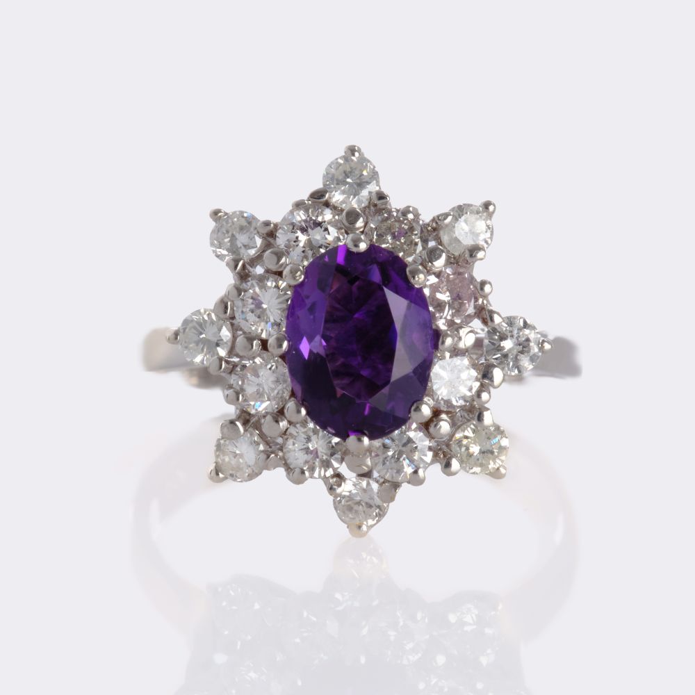Amethyst Diamond Ring