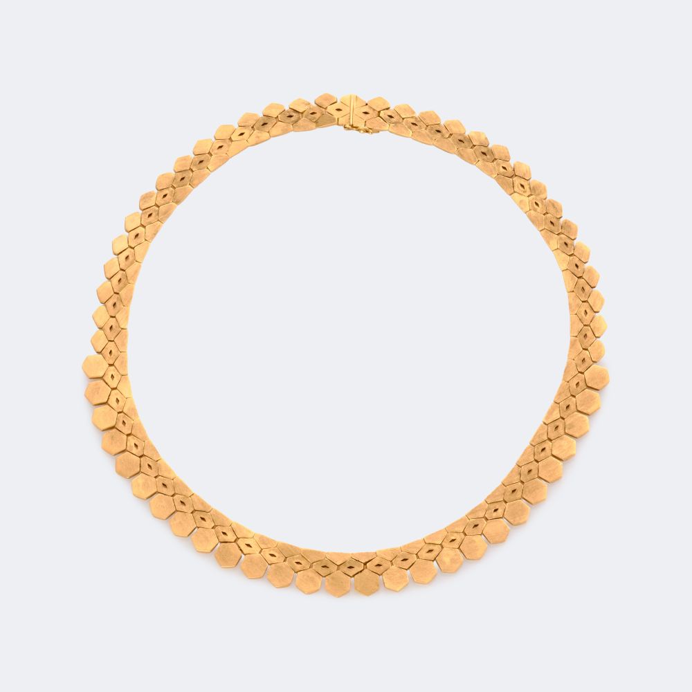 Gold Necklace in Geometric Design