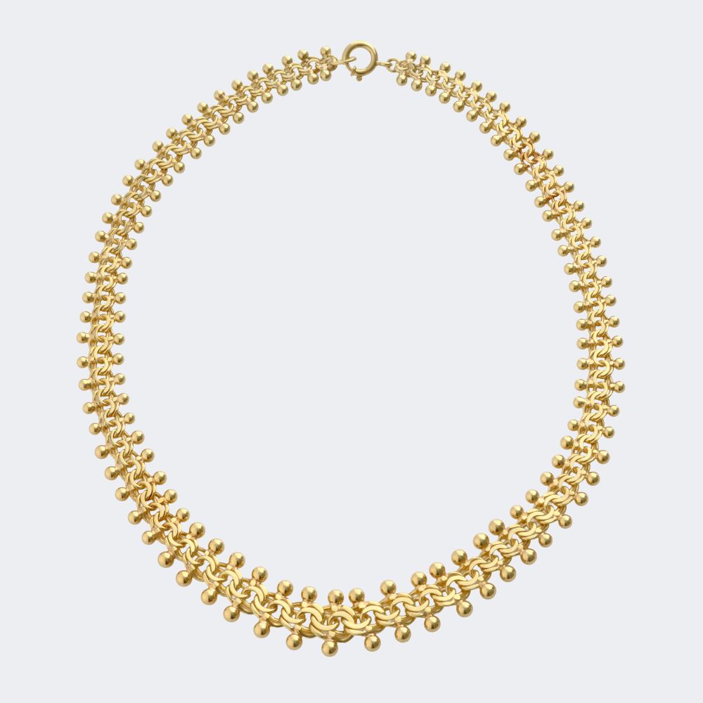 Gold Garibaldi Jewellery Set: 2 necklaces, Brooch and Earclips - image 2