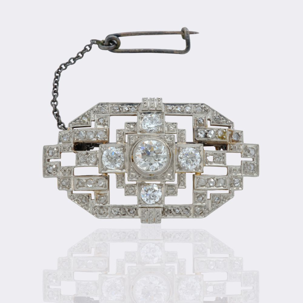 Art Deco brooch with diamonds - image 2