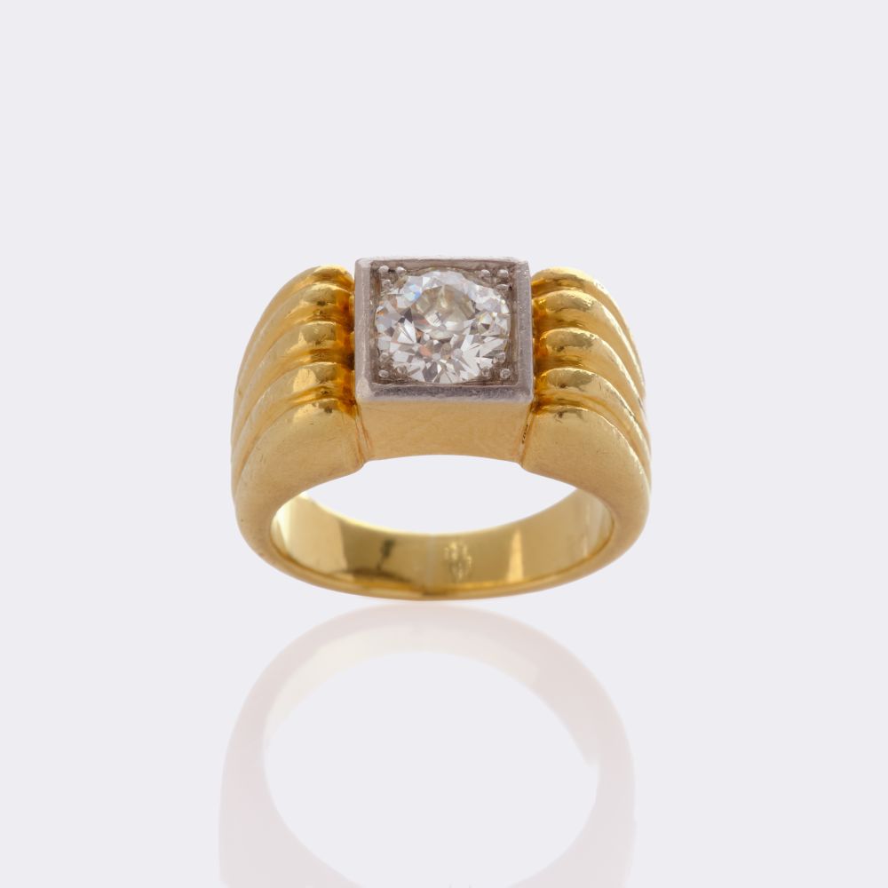 Art-déco Old Cut Diamond Ring - image 3