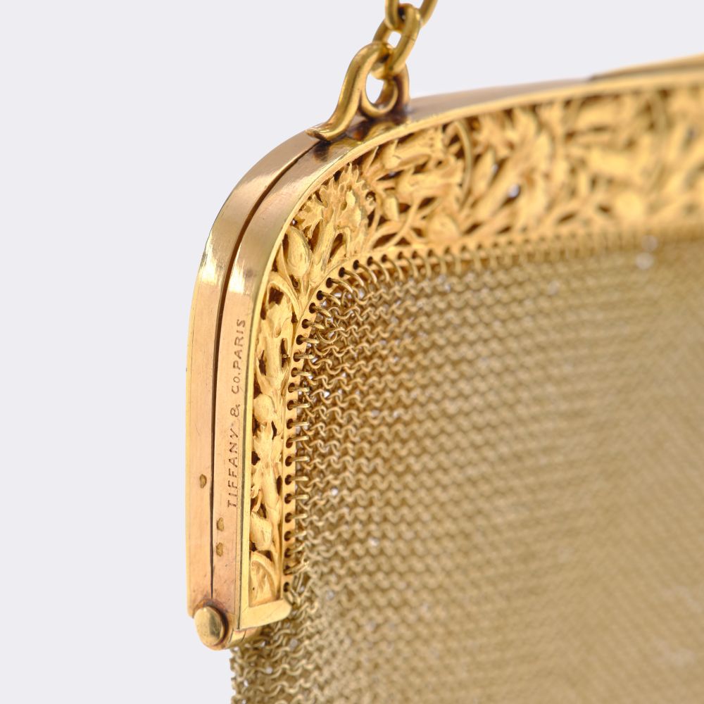 Art Nouveau Gold Bag 'Sac de Soirée' with Sapphire Diamond Clasp 'Magnolia' - image 5