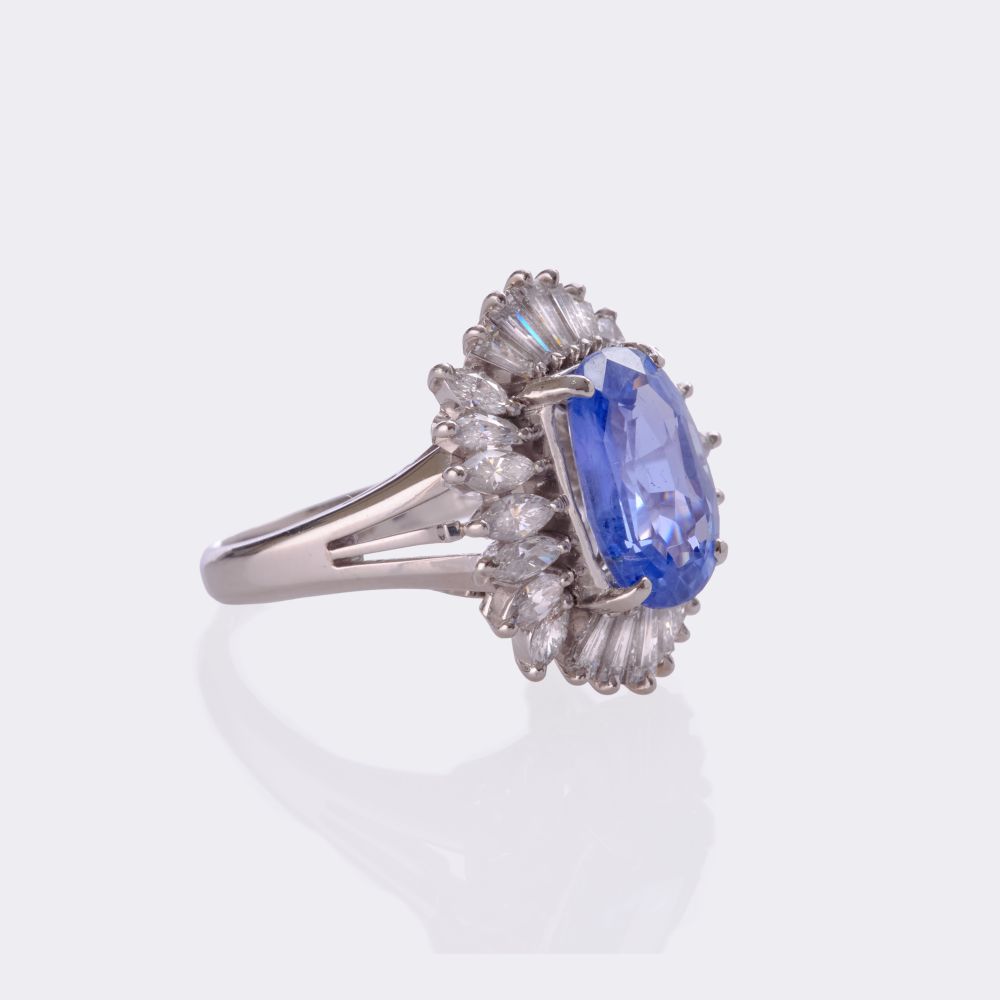 Natural Sapphire Ring with Diamonds - image 2