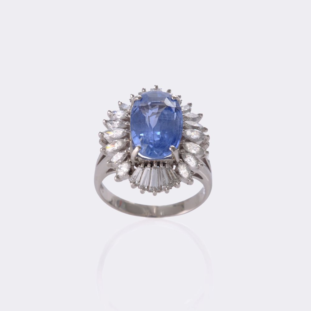 Natural Sapphire Ring with Diamonds - image 3