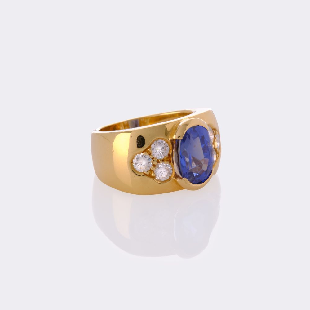 Natural Ceylon Sapphire Diamond Ring - image 2