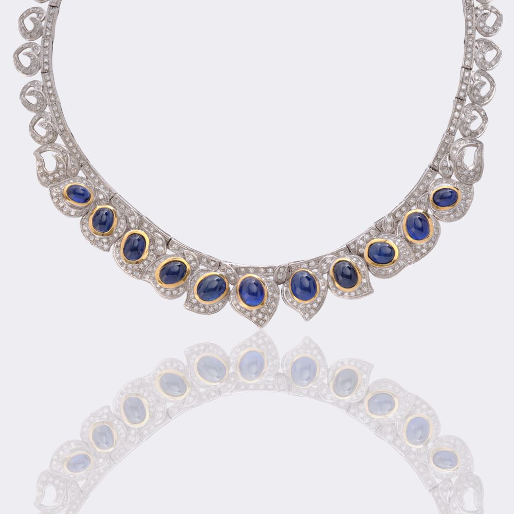 High-quality Sapphire Diamond Gala Demi Parure 'Hearts and drops': Necklace and Earrings - image 2