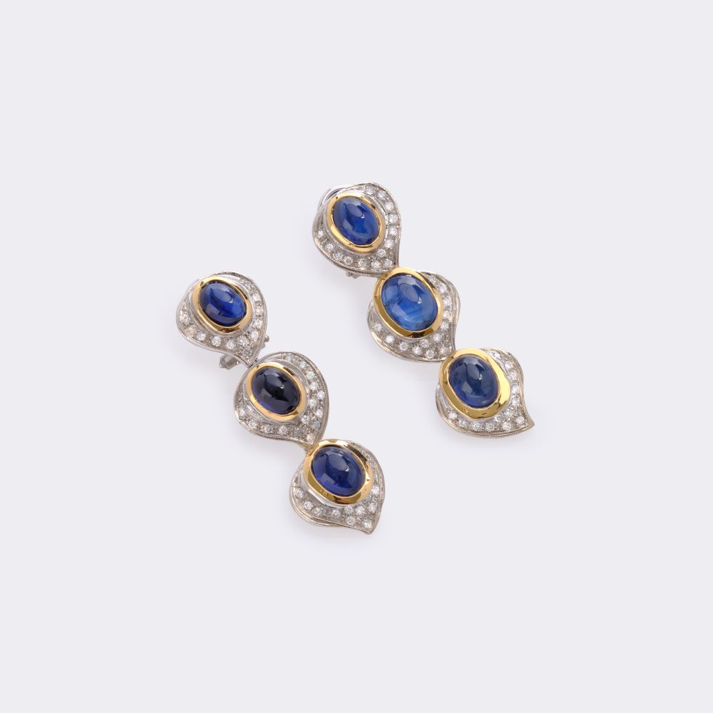High-quality Sapphire Diamond Gala Demi Parure 'Hearts and drops': Necklace and Earrings - image 4
