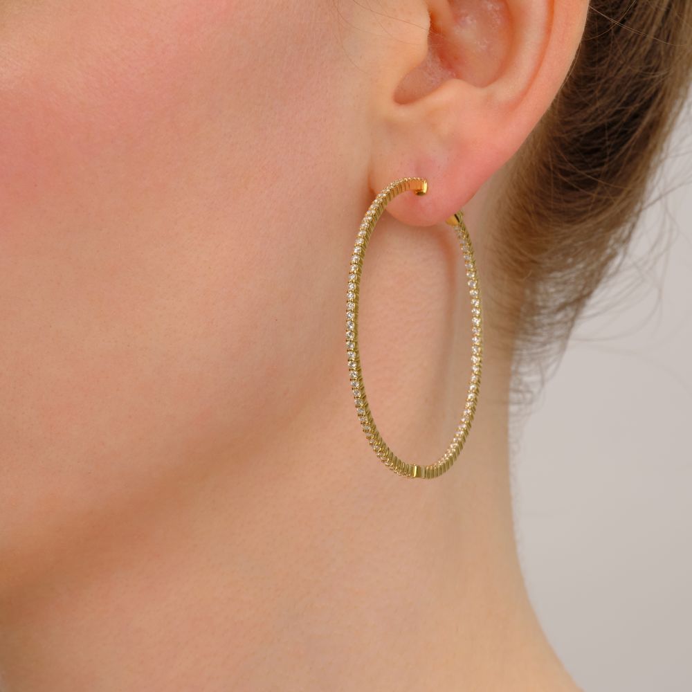 Pair of Hoop Diamond Earrings - image 2