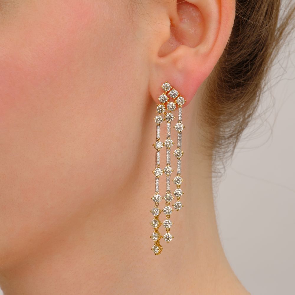 Pair of multicoloured Diamond Earrings - image 2