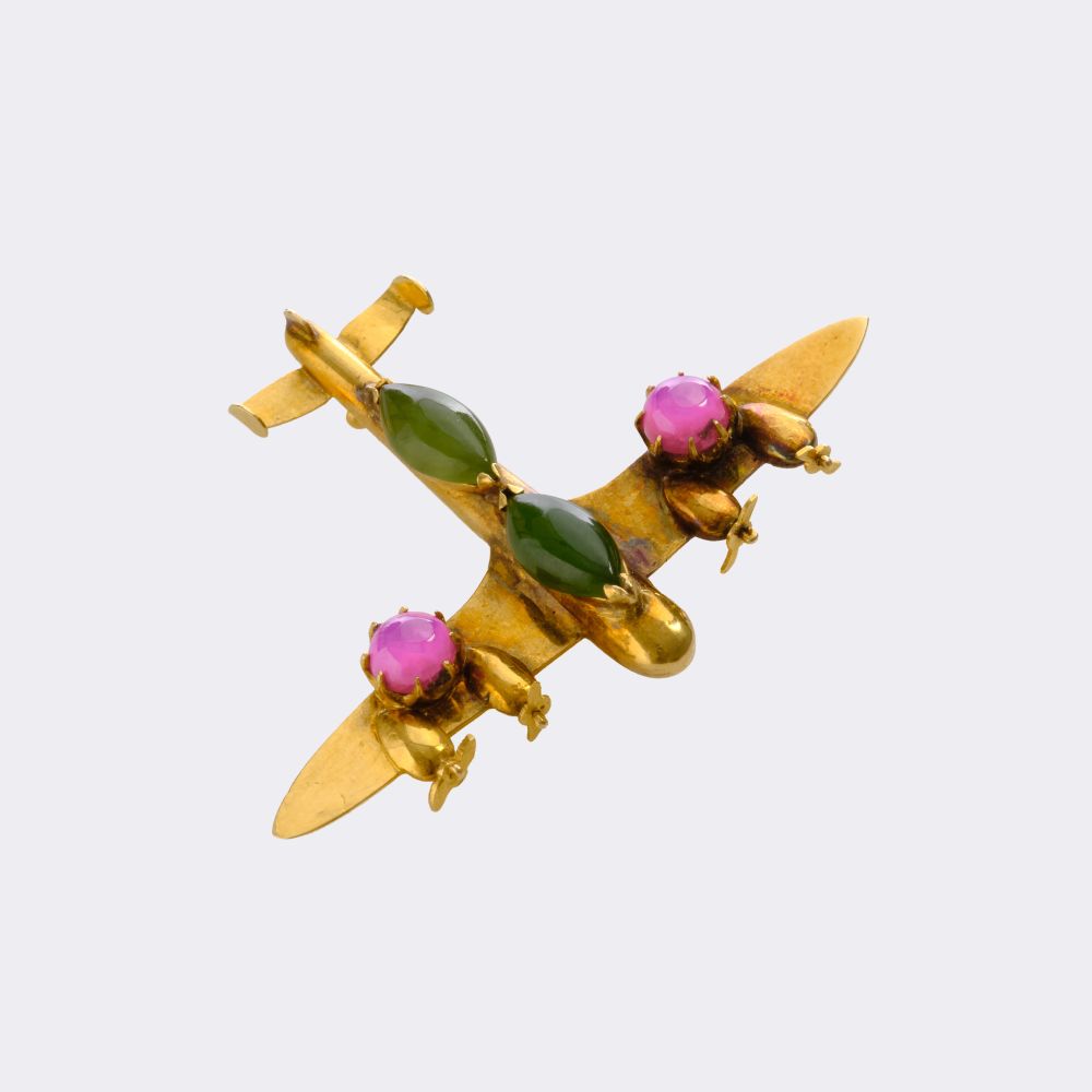 Ruby Nephrite Brooch 'Plane'