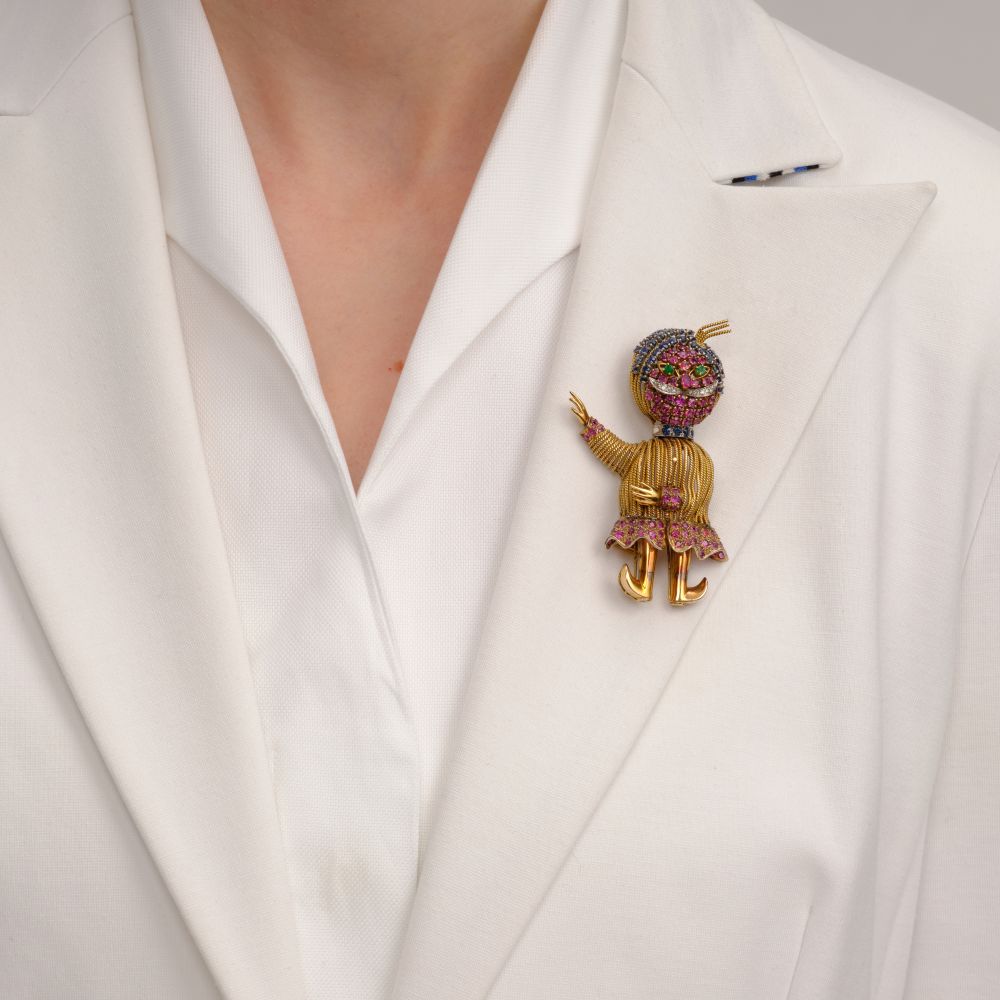 Vintage Brooch 'Maharaja' with Colour Gemstones - image 2
