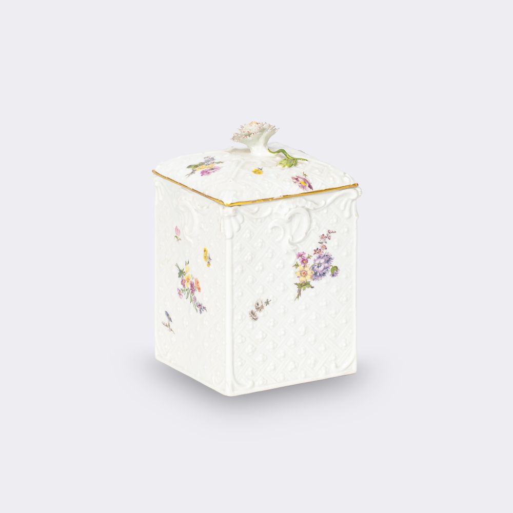 Tobacco jar with floral painting