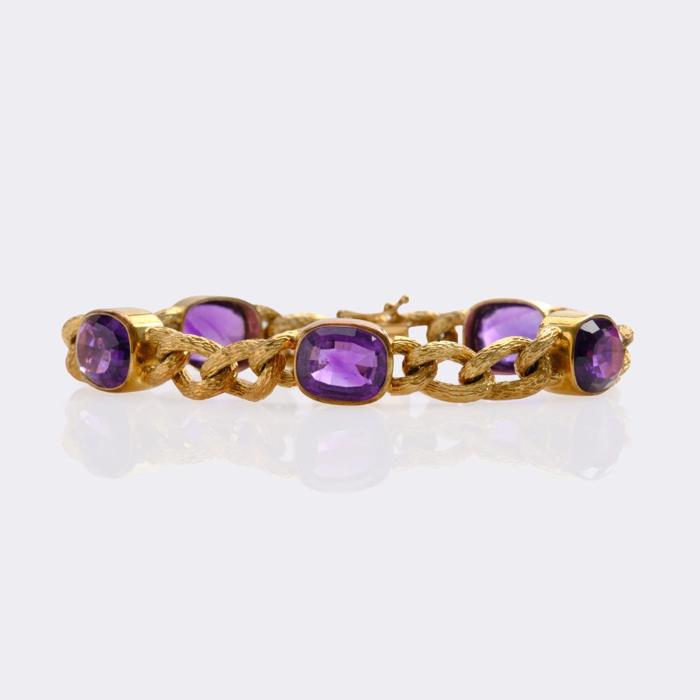 Vintage Gold Bracelet with Amethysts