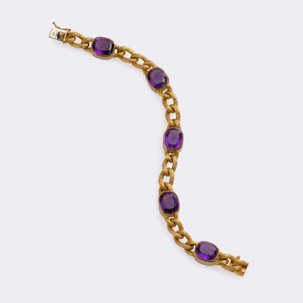 Vintage Gold Bracelet with Amethysts - image 2