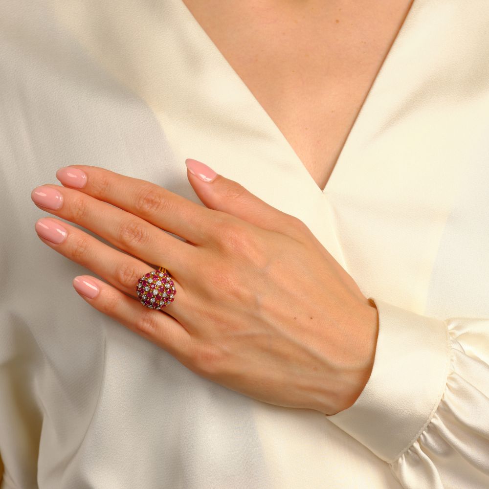 Vintage Ruby Diamond Ring - image 3