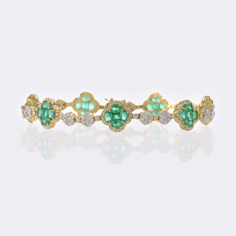 Emerald brilliant bracelet 'cloverleaf'