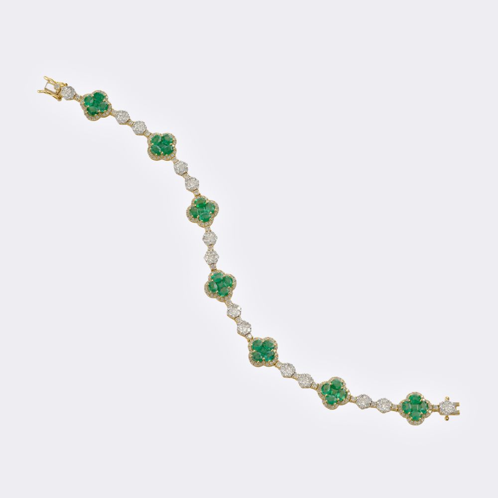 Emerald brilliant bracelet 'cloverleaf' - image 2