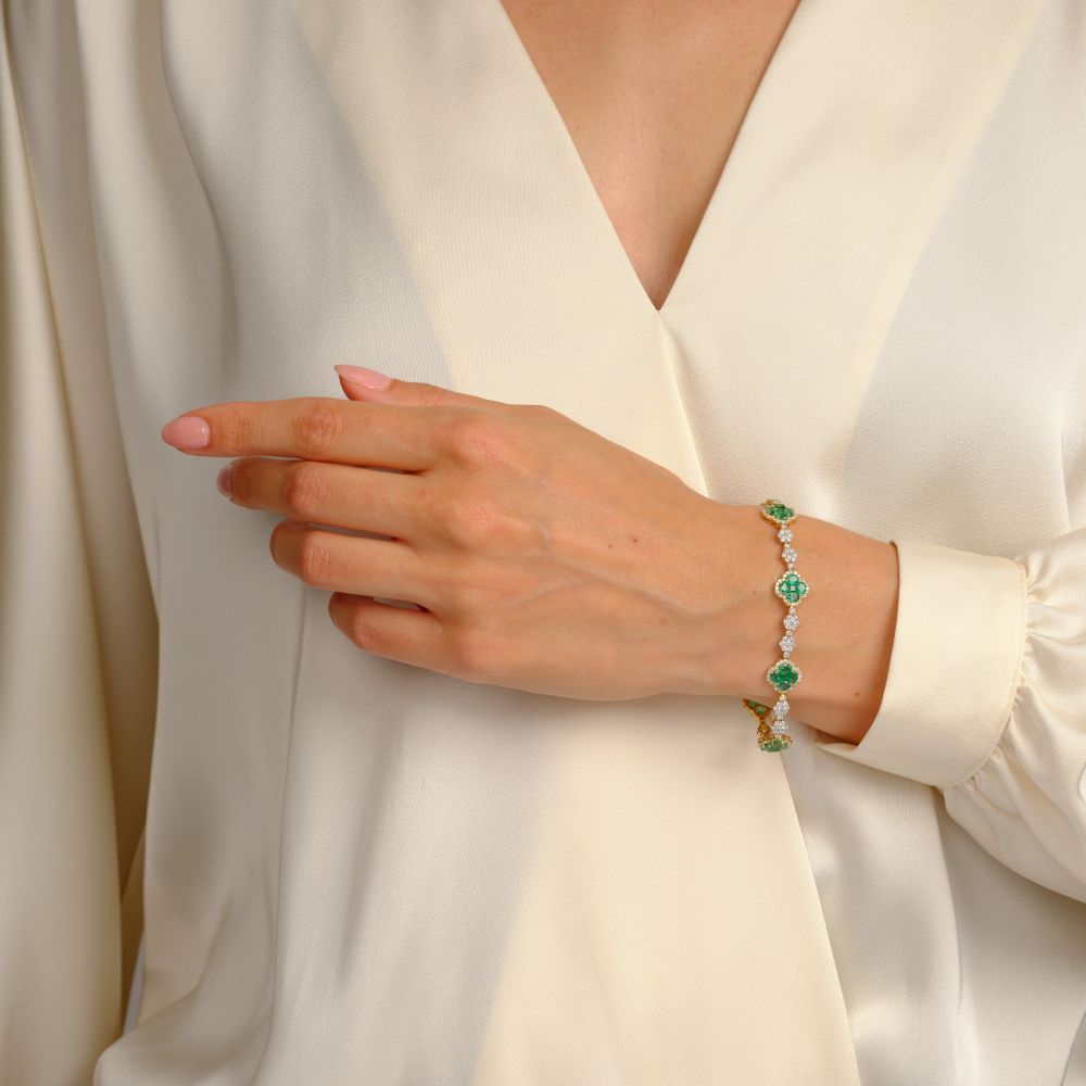 Emerald brilliant bracelet 'cloverleaf' - image 3