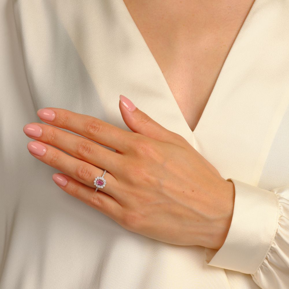 Natural Pink Sapphire Ring with Diamonds - image 3
