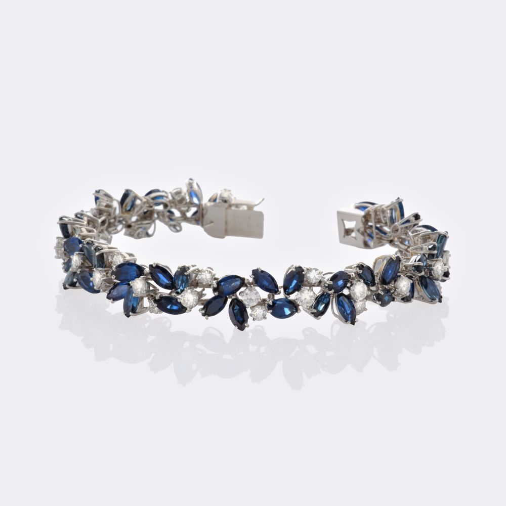 French Vintage Sapphire Diamond Bracelet - image 2