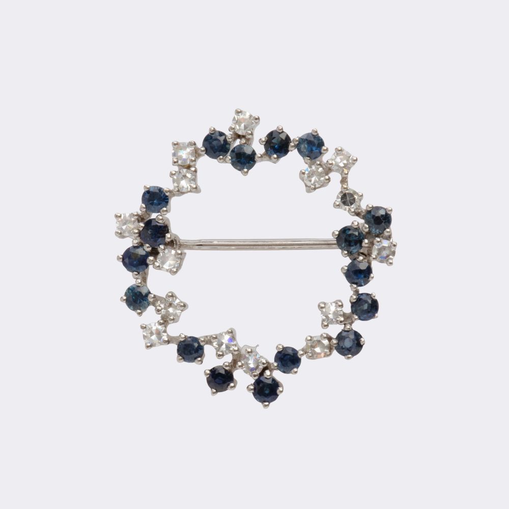 Small Blue Topaz Diamond Brooch