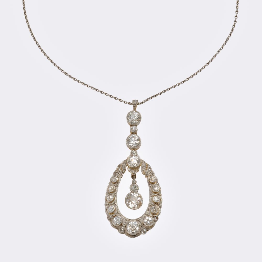Art Nouveau Diamond Pendant on Chain