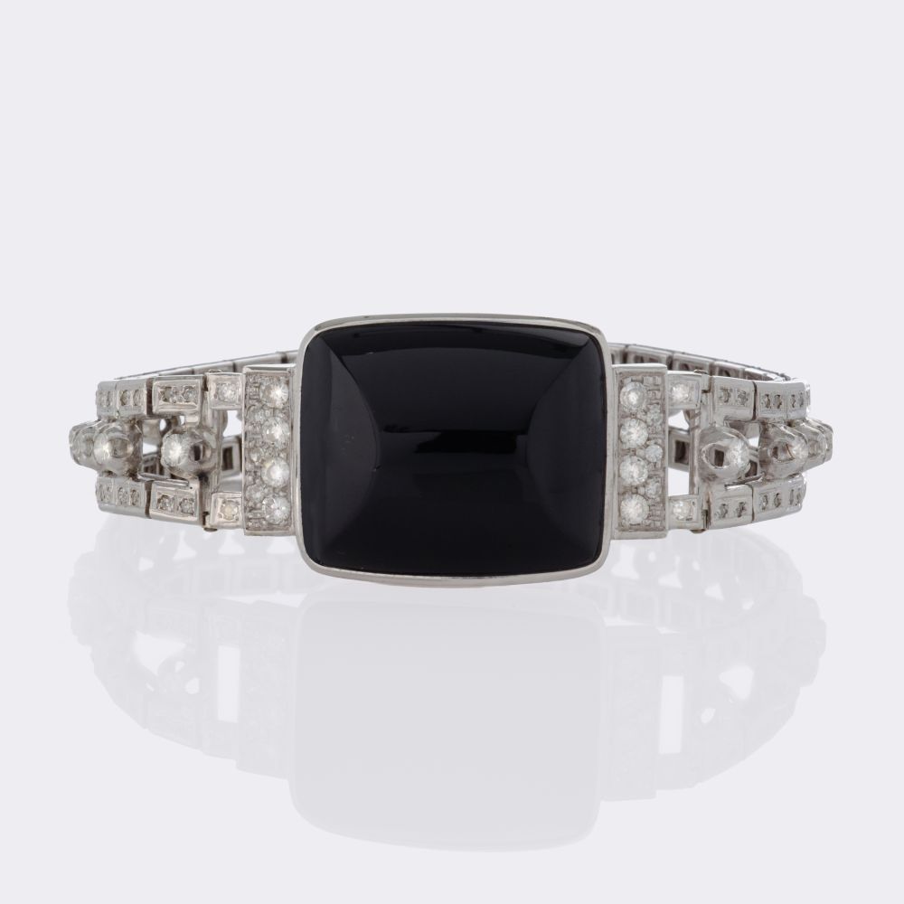 Vintage Diamond Onyx Bracelet