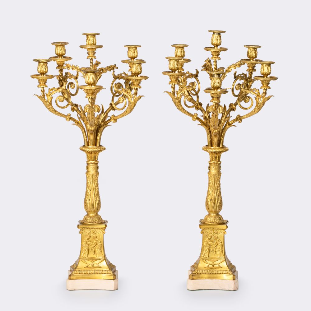 Pair of six-armed Louis-Philippe candelabra