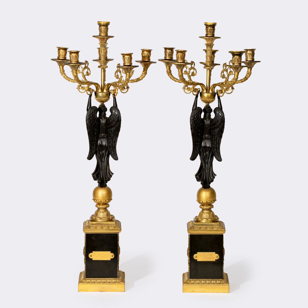 Pair of six-armed Empire candelabra with Victorians - image 2