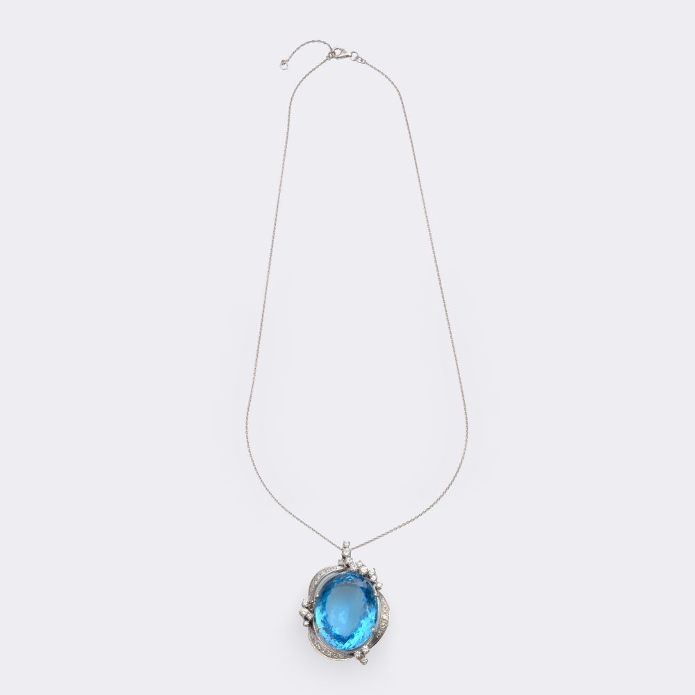 Colorful topaz brilliant pendant on chain - image 2