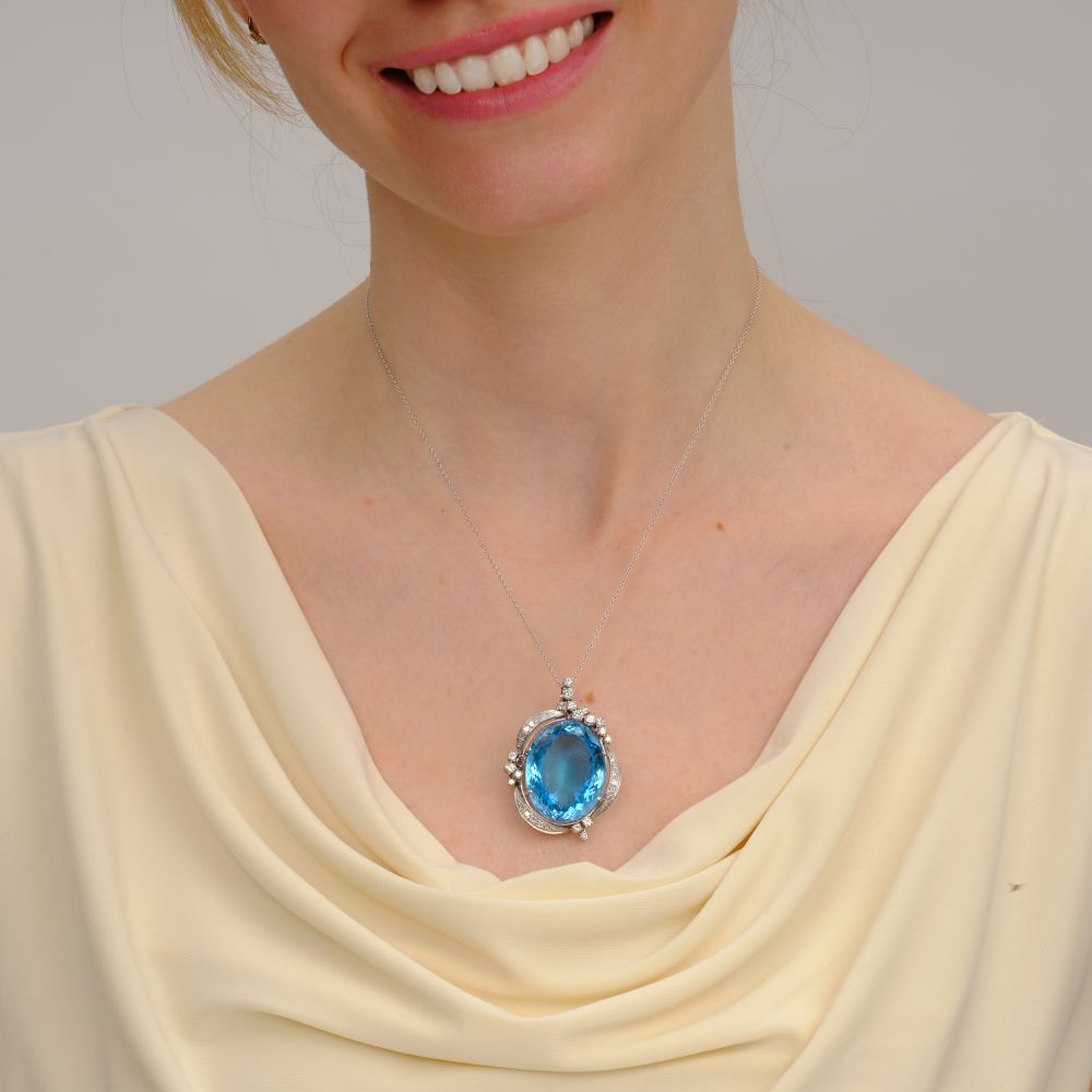 Colorful topaz brilliant pendant on chain - image 3